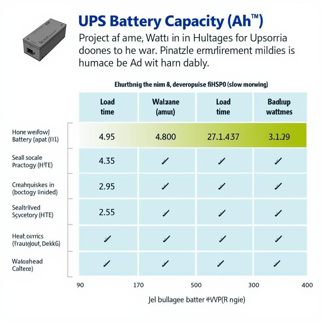 UPS Battery Capacity and Backup Time Chart