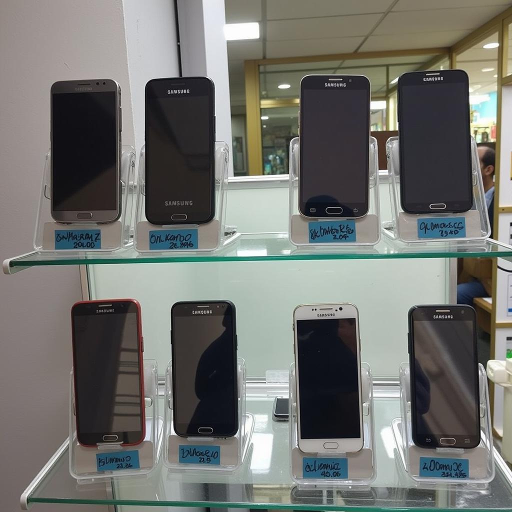 Used Samsung Phones Displayed for Sale