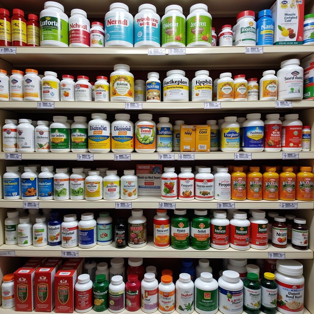 Variety of Nutritional Supplements in a Pakistan Pharmacy