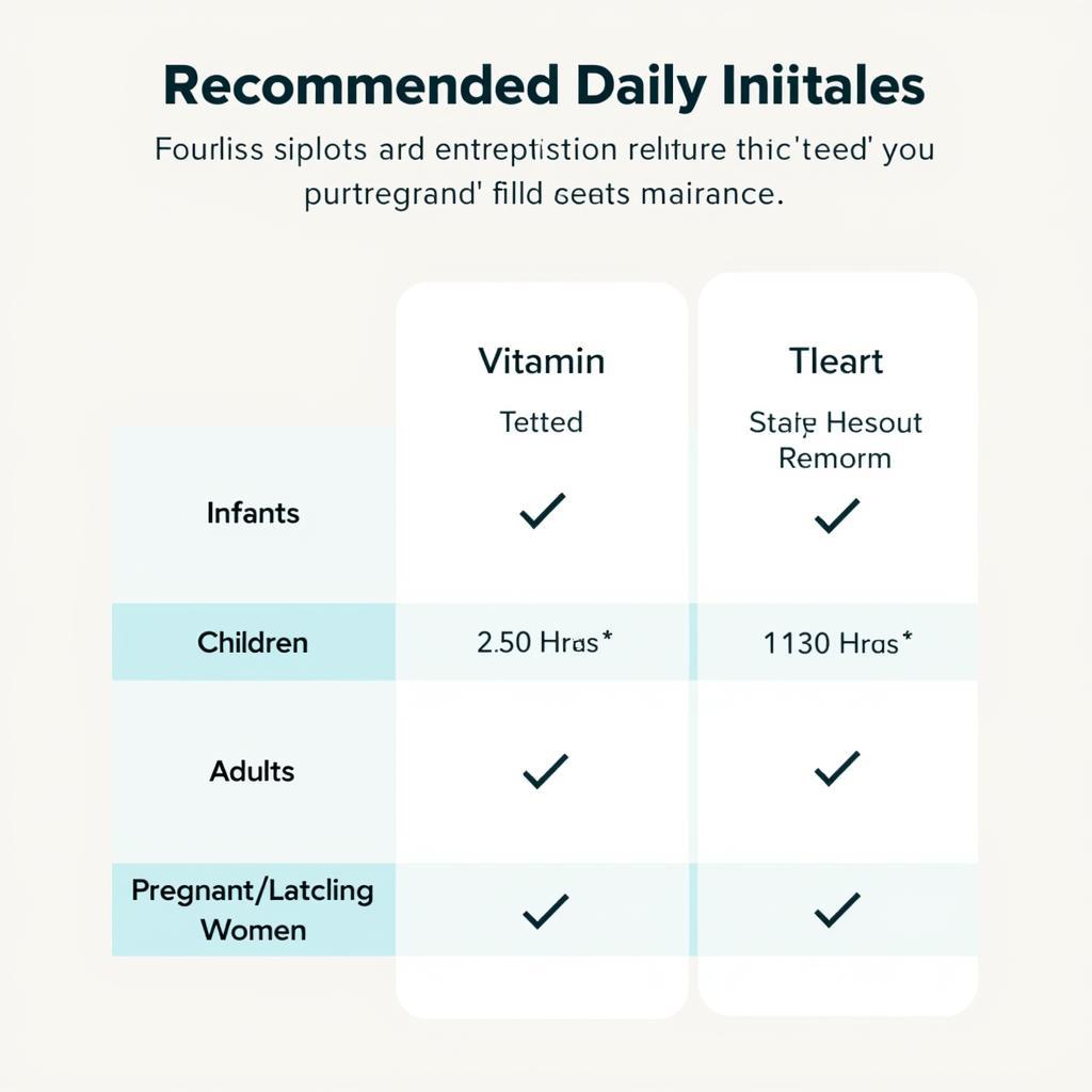 Chart showing recommended vitamin K dosages for different age groups.