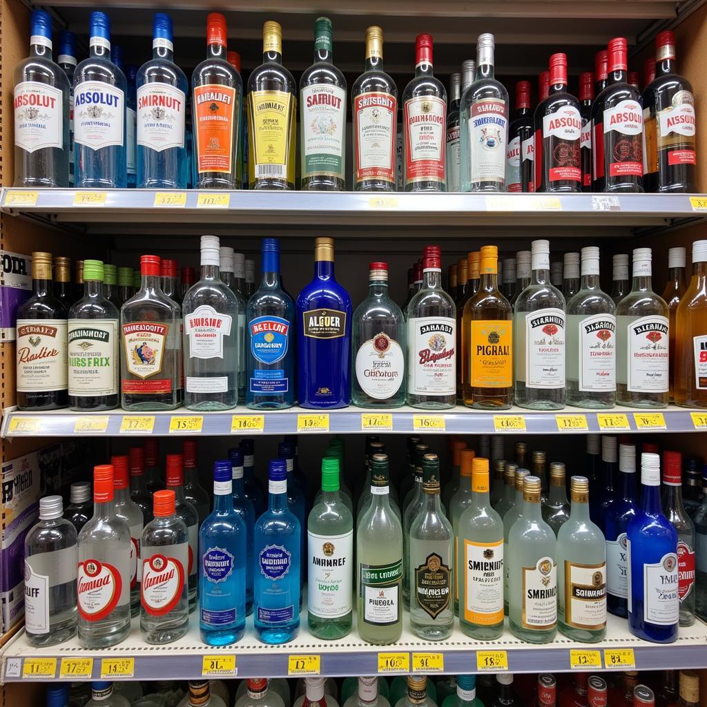 Vodka Bottles Displayed in a Pakistani Store