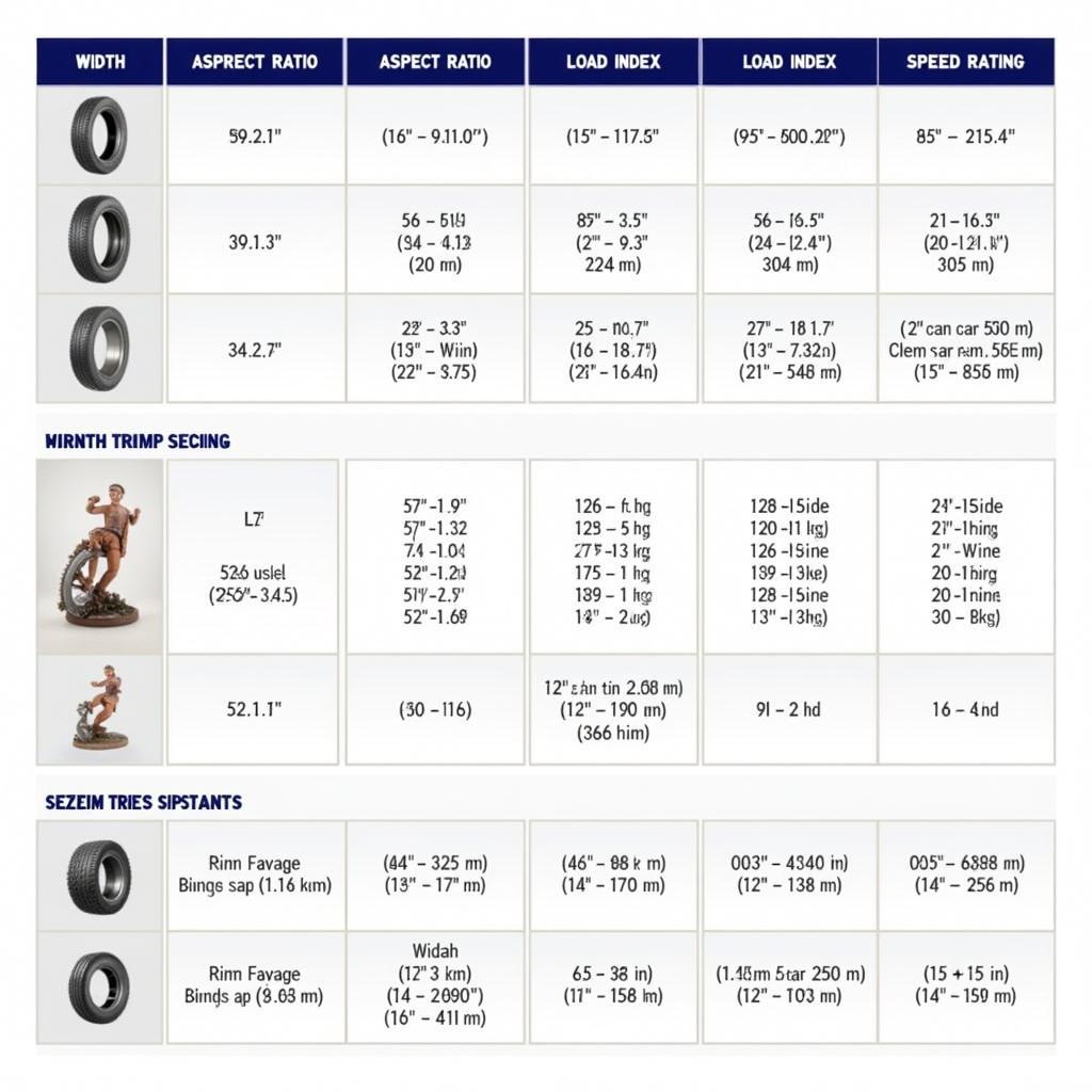 Winda Tyre Sizes and Specifications Chart