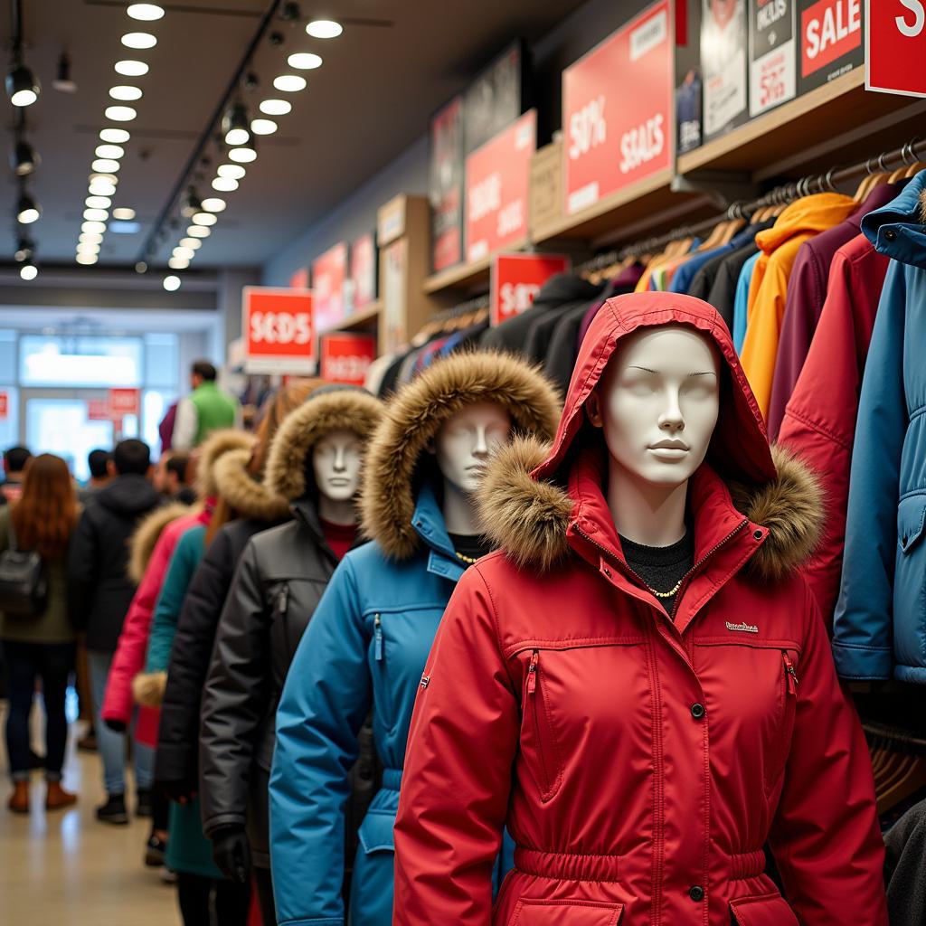 Winter Jacket Sale Display in a Pakistani Store