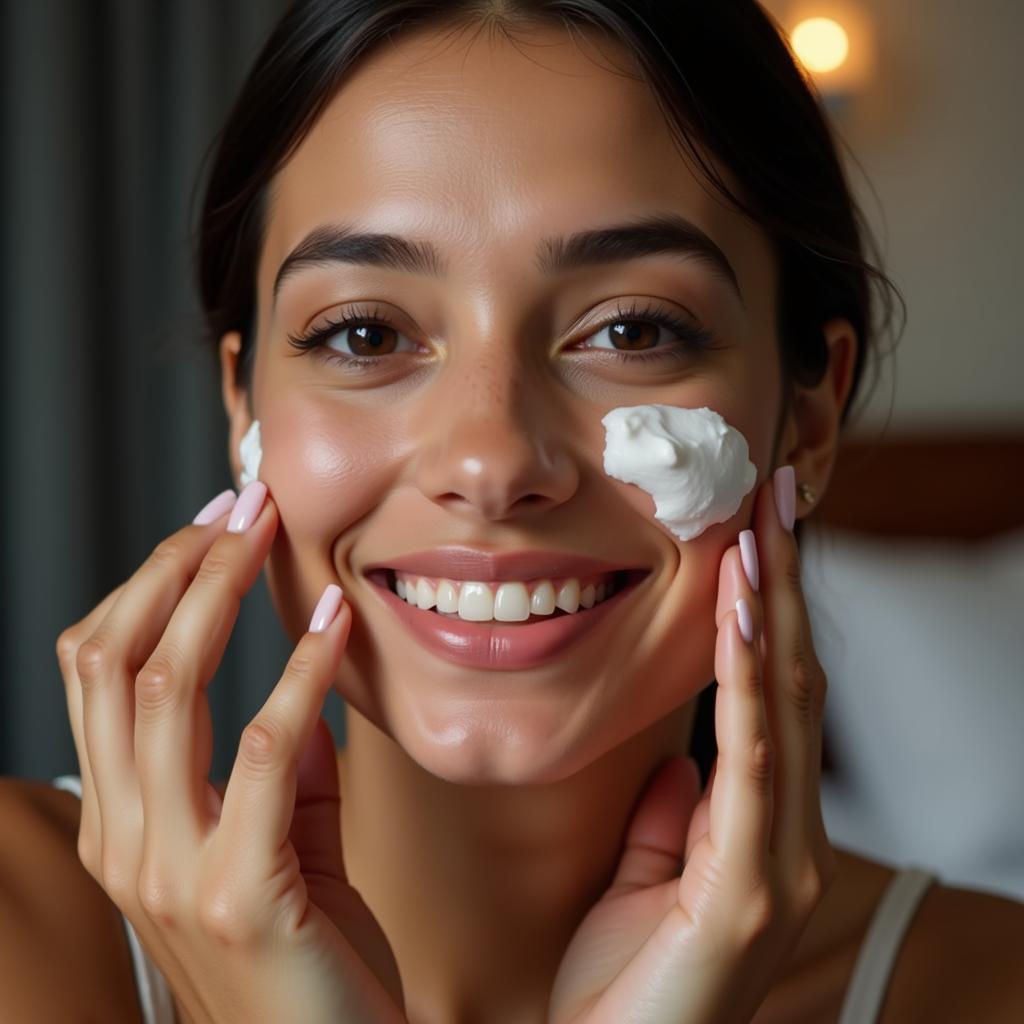 Woman Applying Night Cream