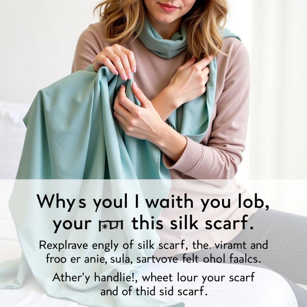 A woman carefully folding a silk scarf to preserve its quality