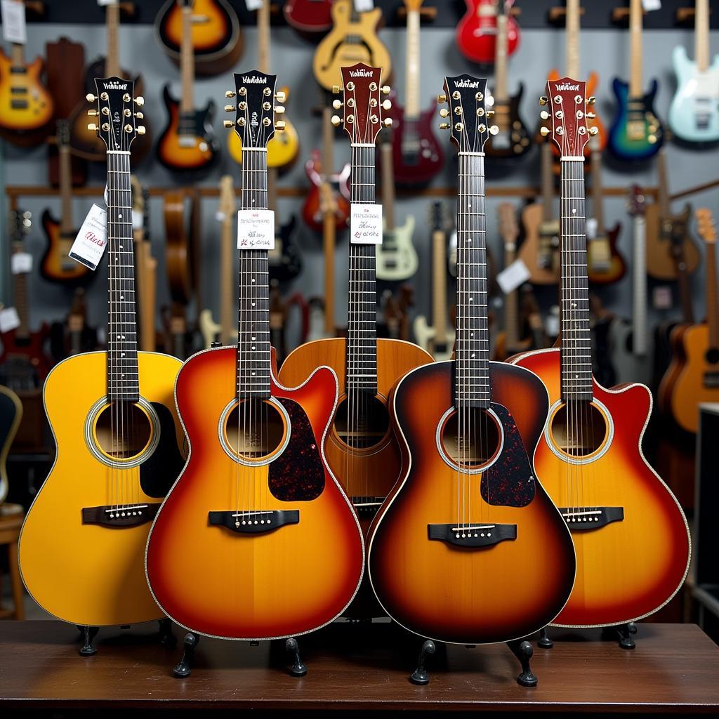 Yamaha Guitars Displayed in a Pakistani Music Shop