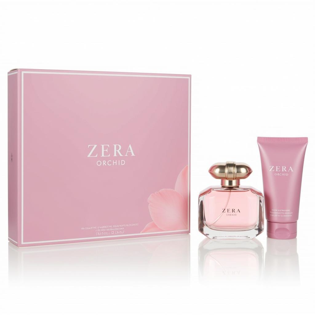 A beautifully packaged Zara Orchid gift set, ideal for gifting or personal indulgence.