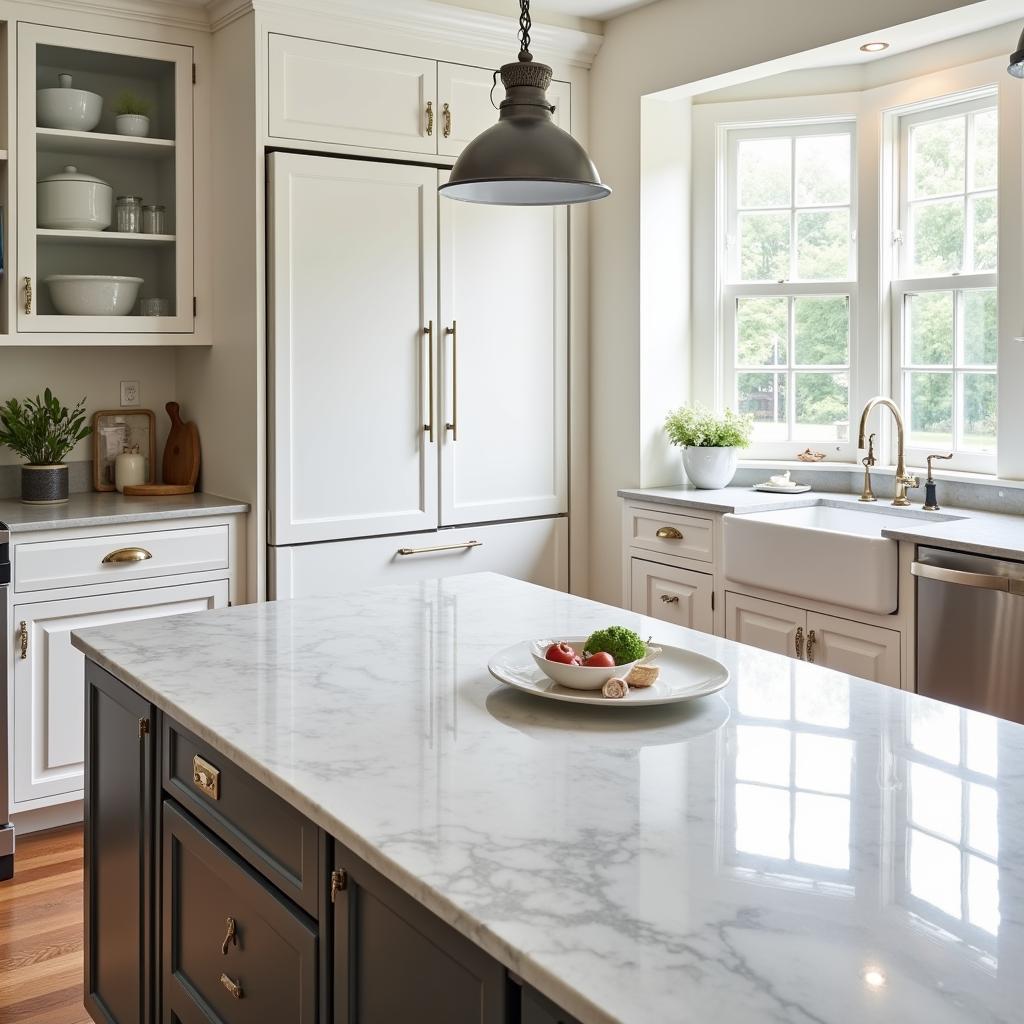 Ziarat White Marble Kitchen Countertop in a Traditional Kitchen