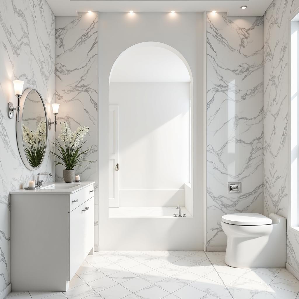 Ziarat White Marble Wall Cladding in a Bathroom