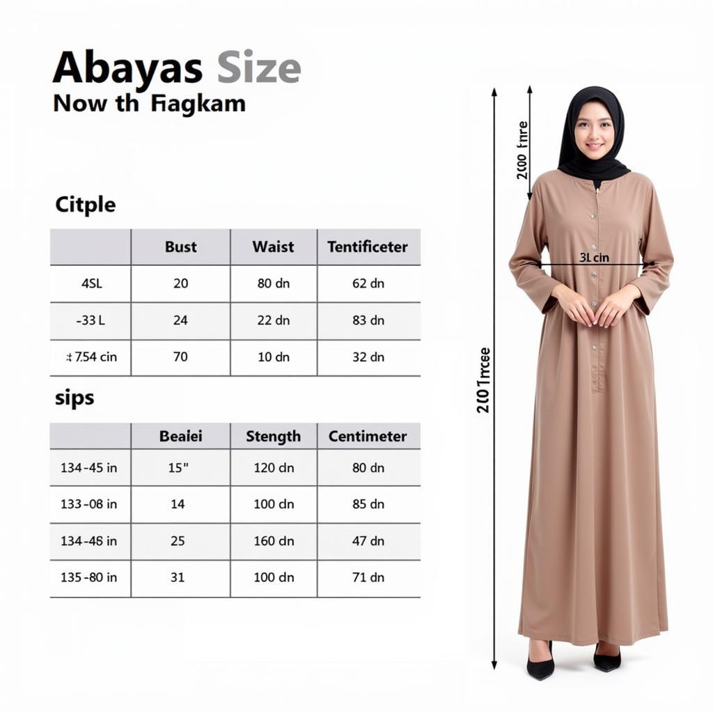 Abaya Size Chart Pakistan