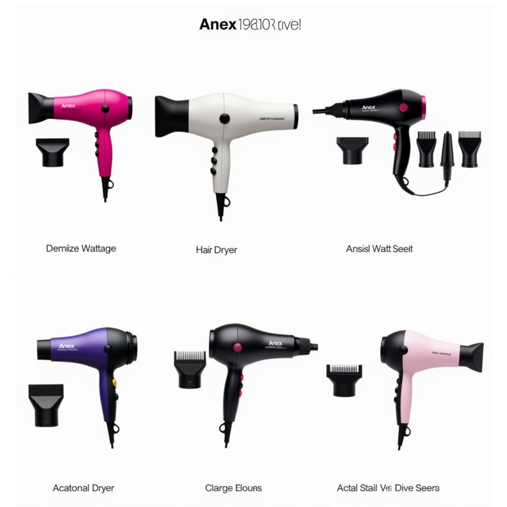 Anex Hair Dryer Models Displayed