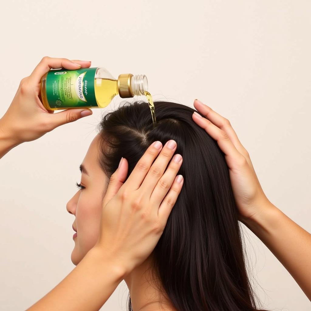 Applying Bhringraj Oil to Hair