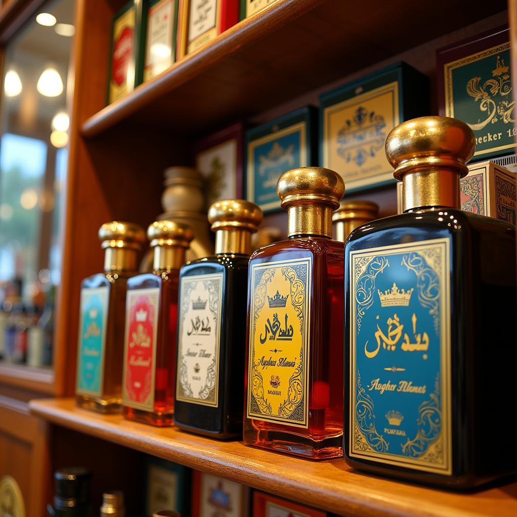 Asghar Ali Perfume Bottles Displayed in a Pakistani Shop