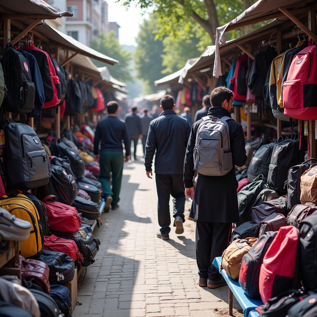 Backpack Market Scene in Pakistan