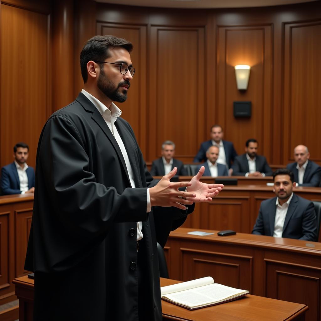 A Barrister in a Pakistani courtroom