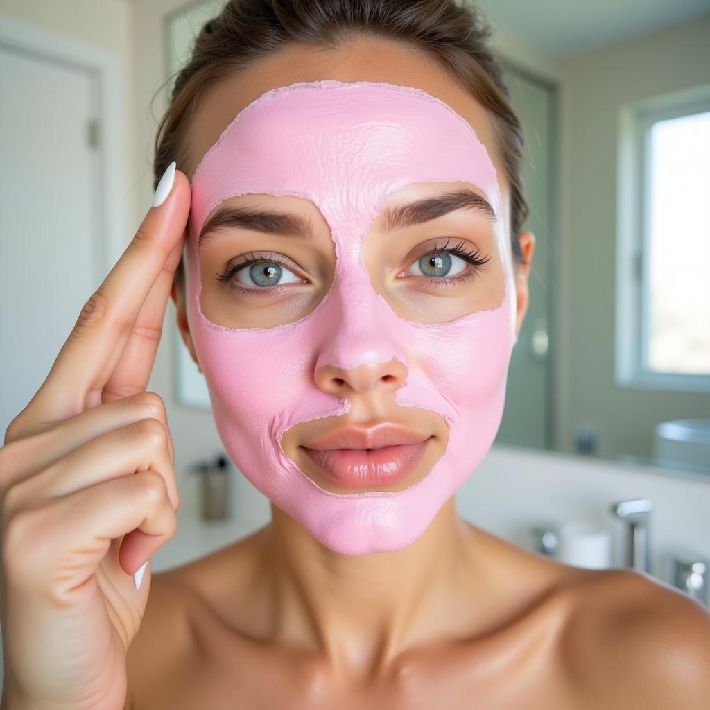 Applying a peel-off mask in Pakistan