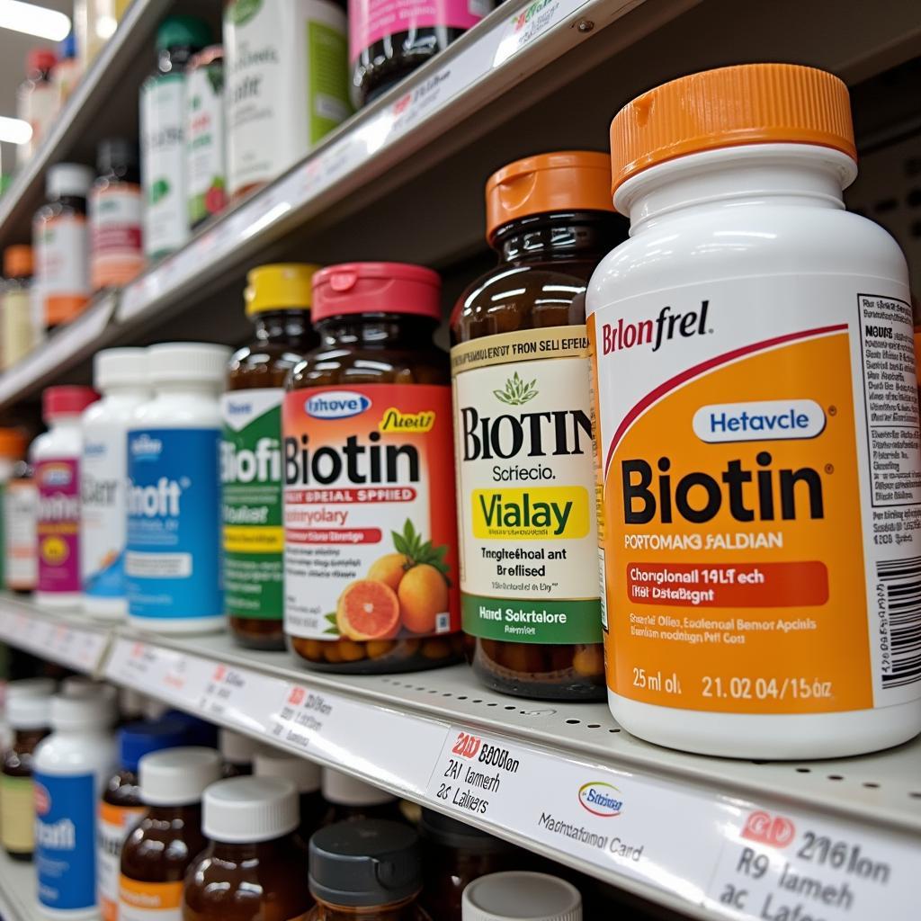 Biotin Supplements in a Pharmacy