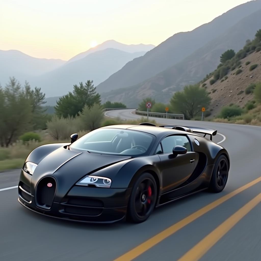 Bugatti Veyron on a Pakistani road