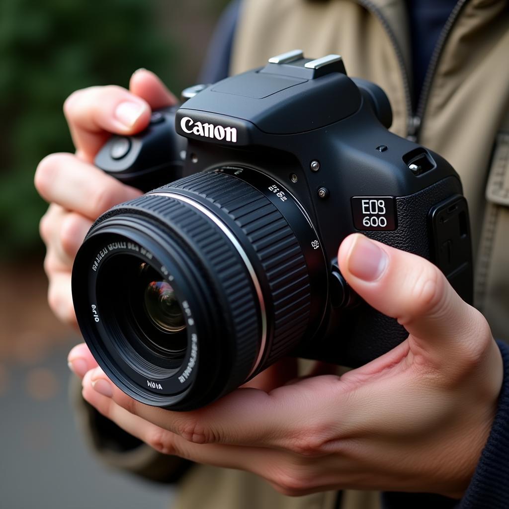 Canon EOS 600D held in hand