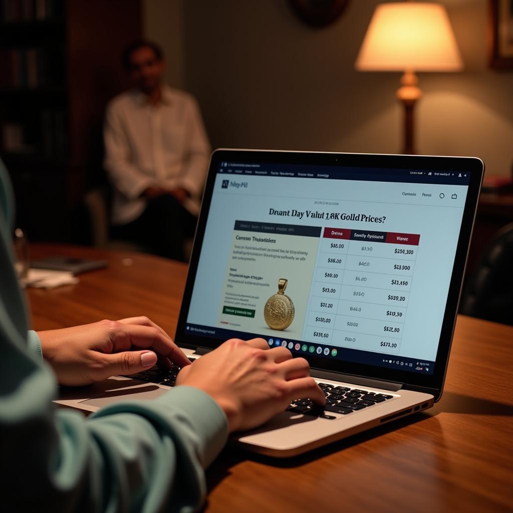 Person Checking 18k Gold Prices Online in Pakistan