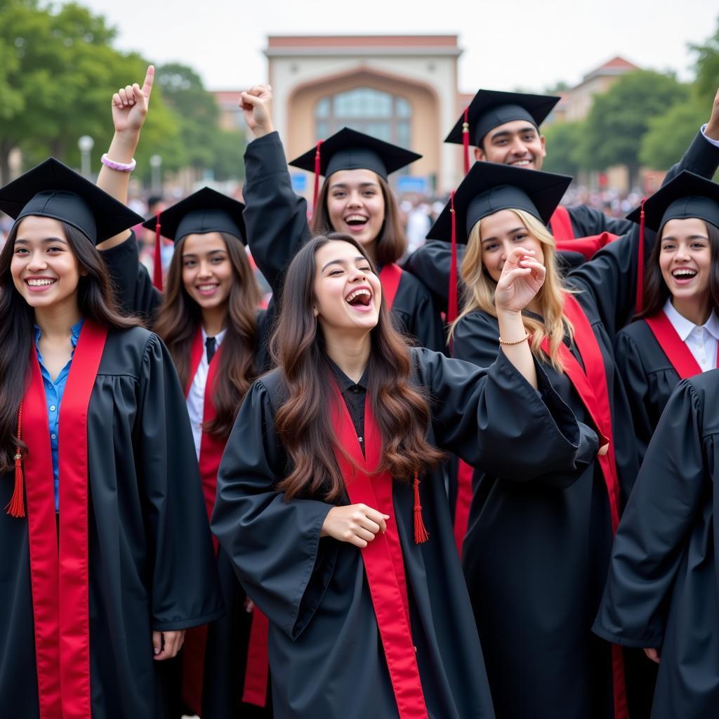 Graduates celebrating their achievement in computer science.