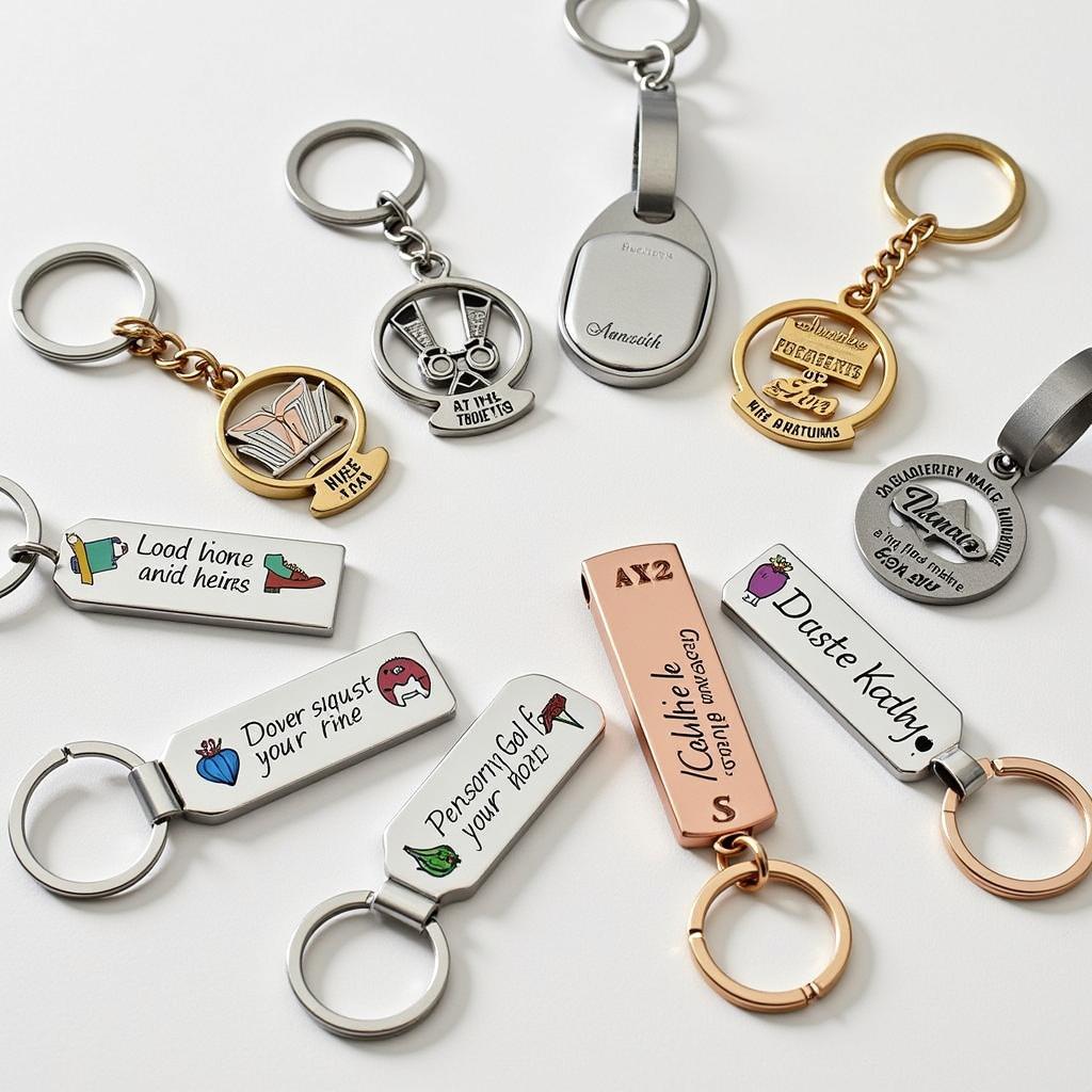 Examples of customized keychains given as gifts in Pakistan, showcasing personalized messages, photos, and designs.