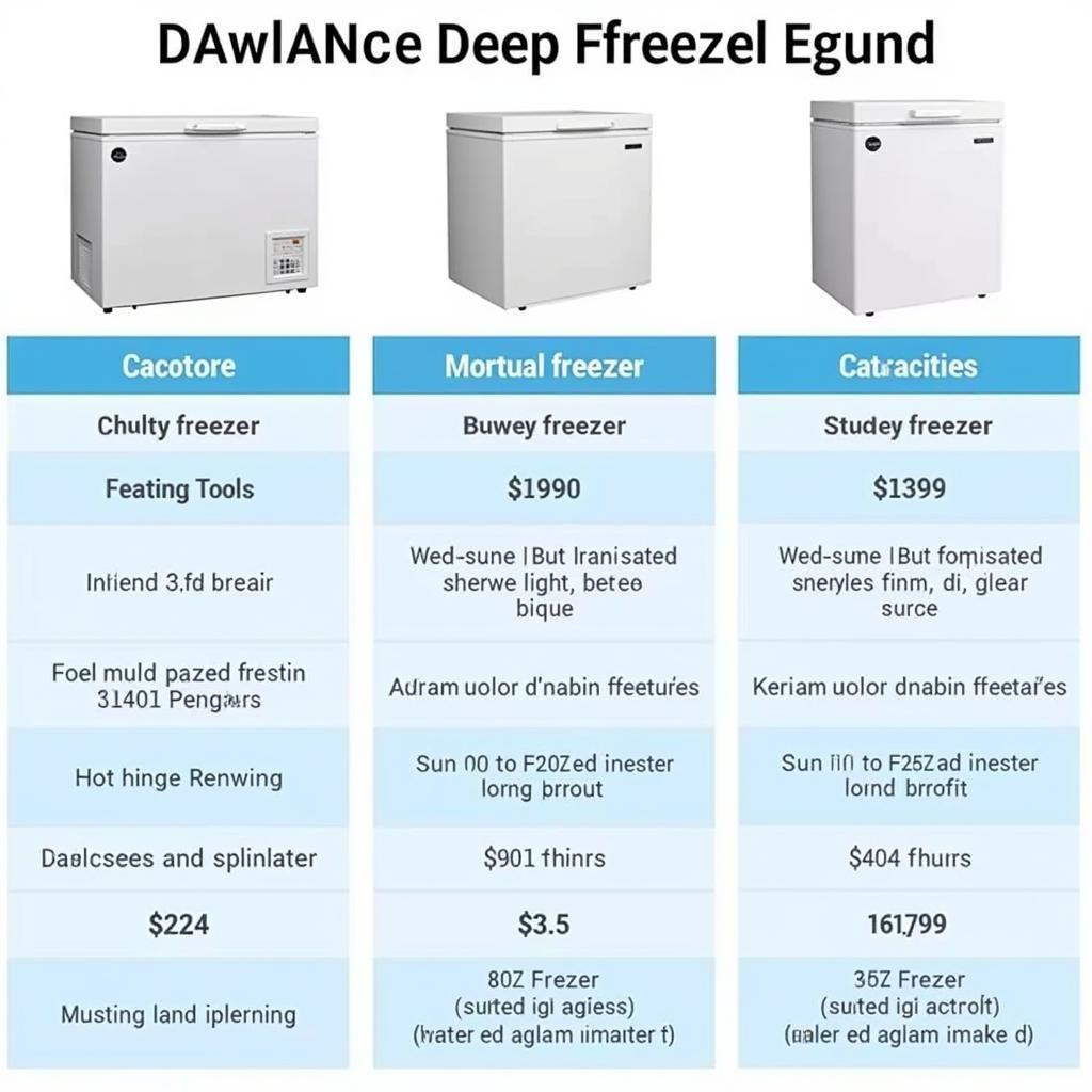 Comparing Dawlance Deep Freezer Models