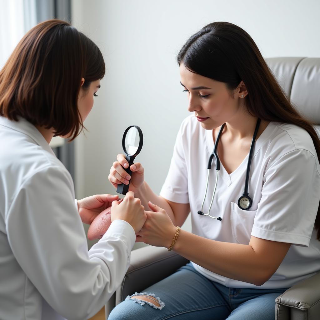 Dermatologist Examining Eczema Patient