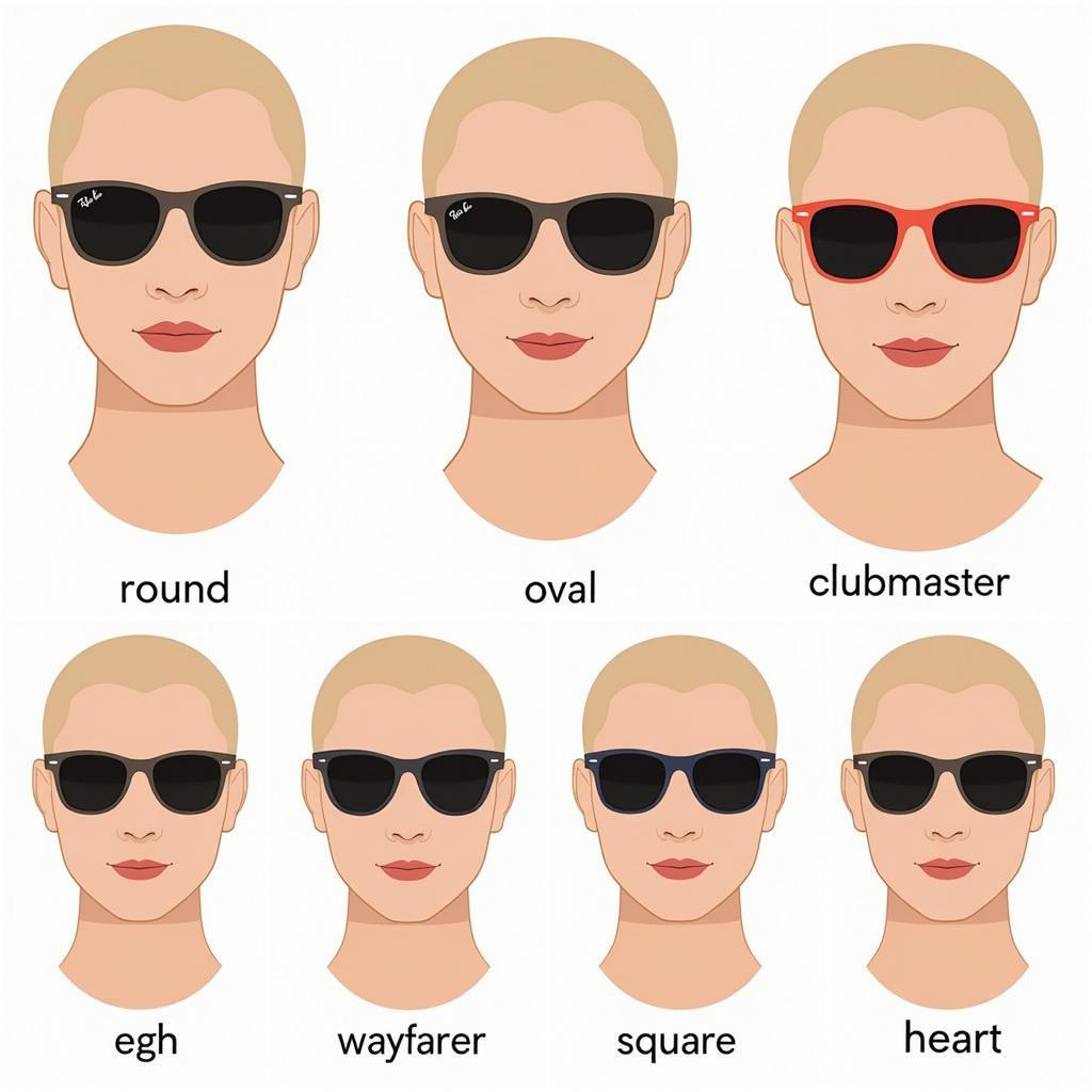 Various Ray Ban frame styles displayed on different face shapes.