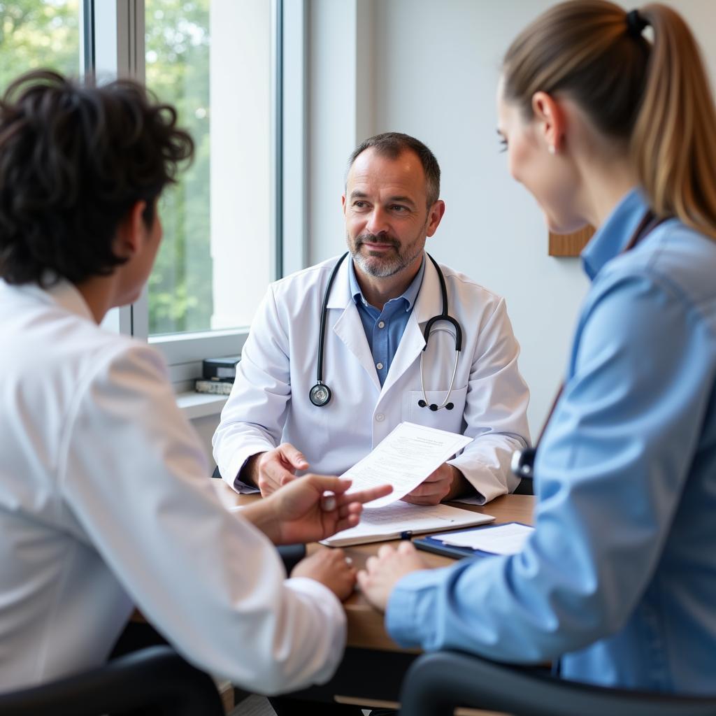 A doctor advising a patient about aspirin usage