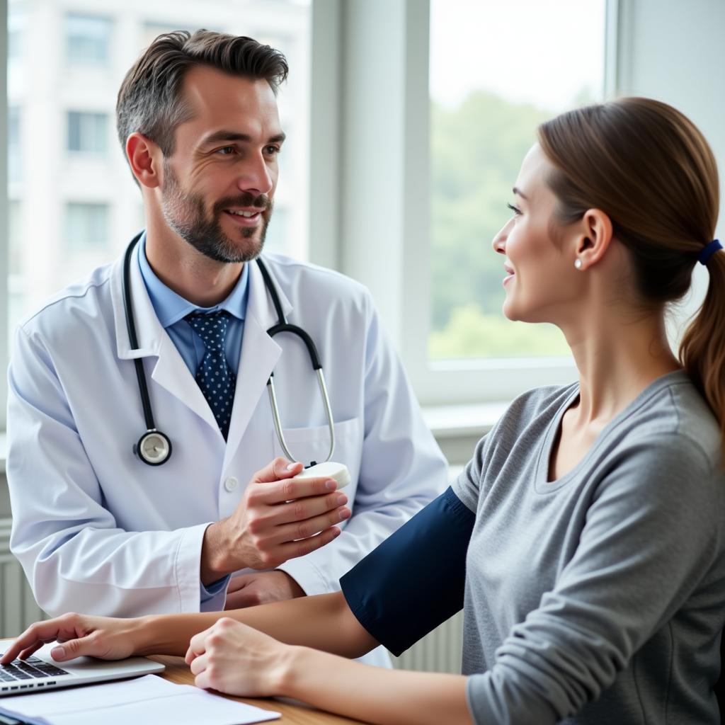 Doctor Consulting Patient About Blood Pressure Medication