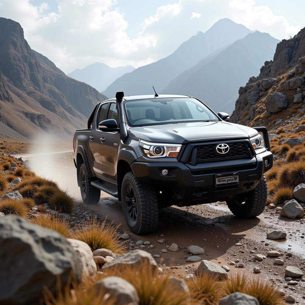 Double Cabin Toyota conquering challenging terrain in Pakistan