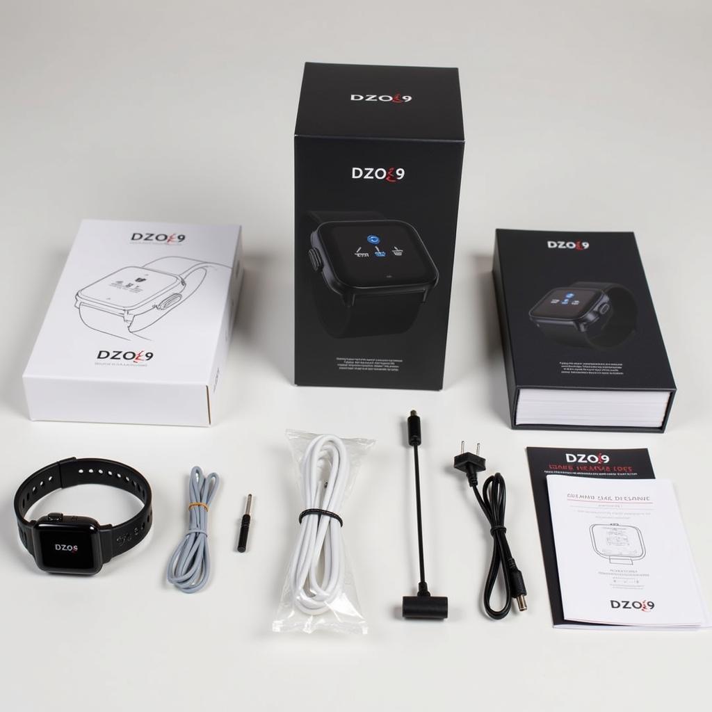 DZO9 Smartwatch Retail Packaging and Accessories