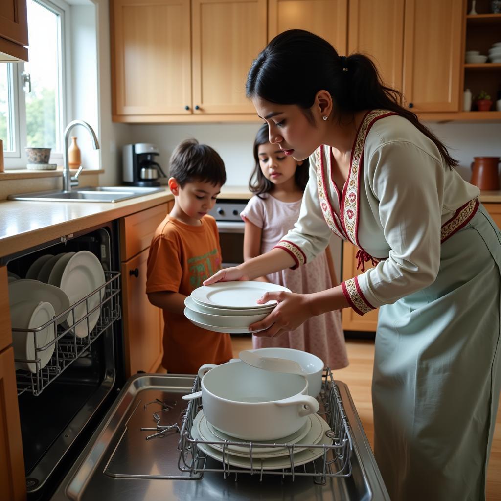 Family Using a Dishwasher in Pakistan