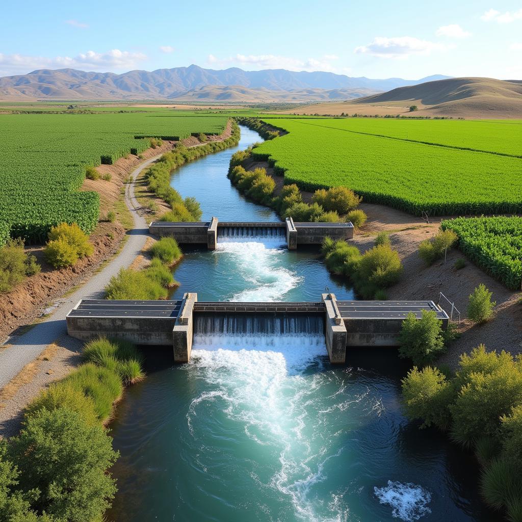 Modern irrigation systems used for agriculture along the five rivers of Pakistan.