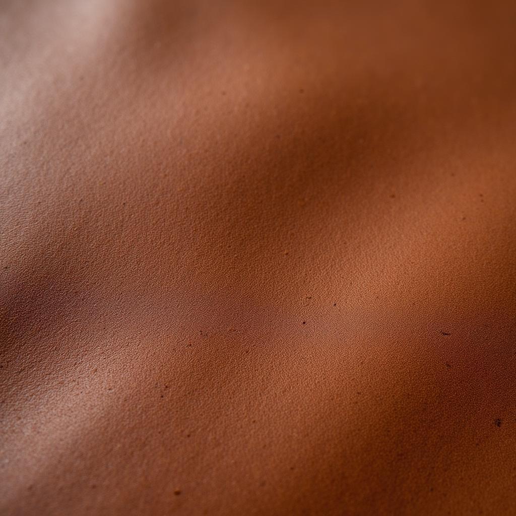 Close-up of genuine leather texture showing natural variations and imperfections