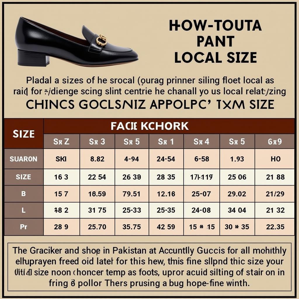 Gucci Shoe Sizing Guide for Pakistani Customers