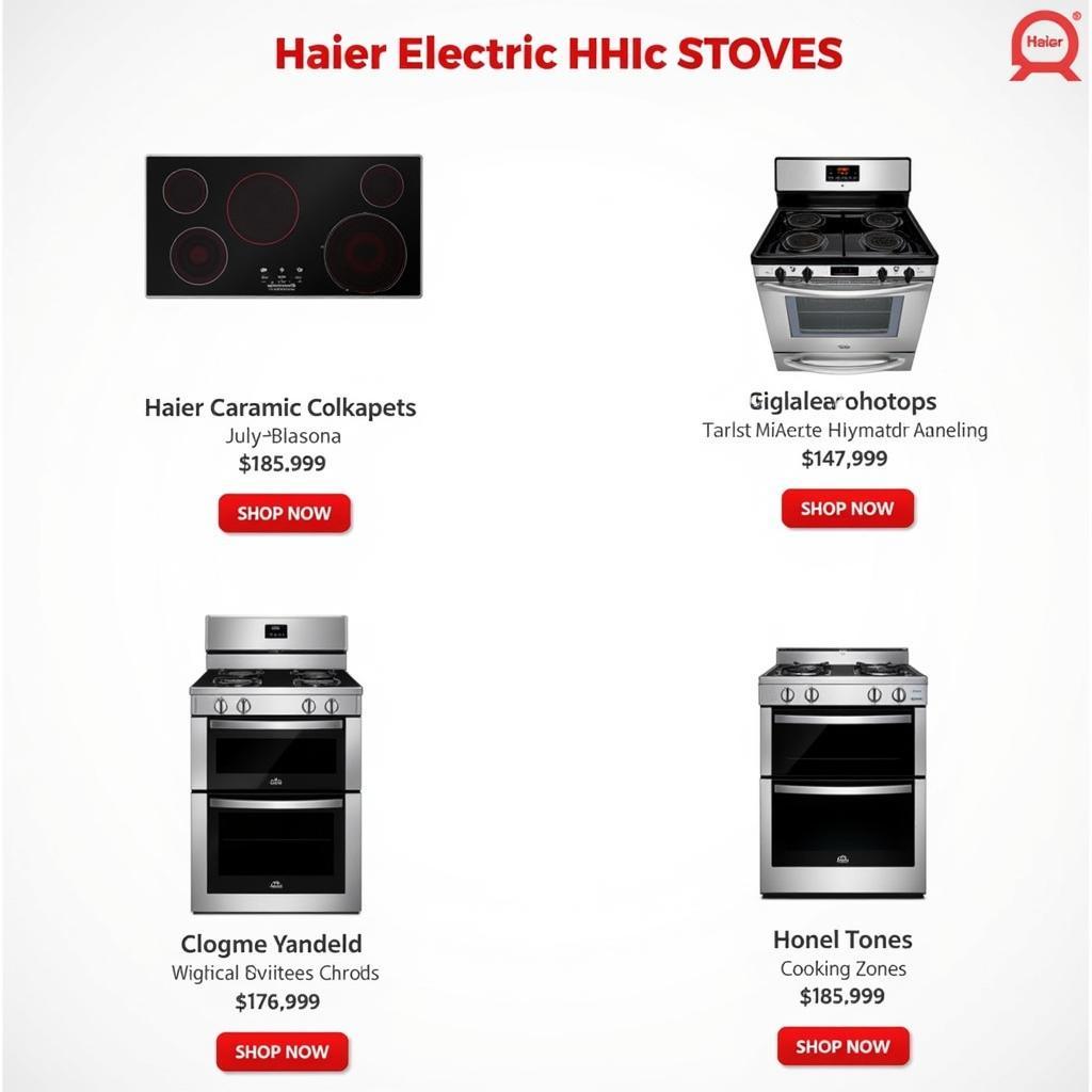 Haier electric stove options with features and prices in Pakistan.