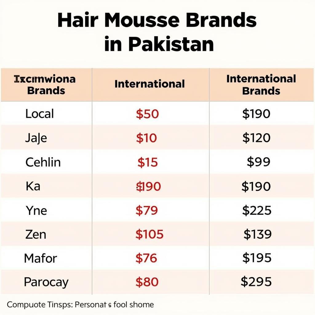 Price Range of Hair Mousse in Pakistan