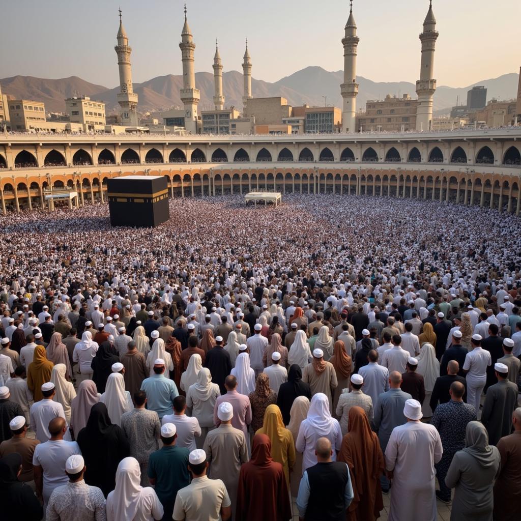 Hajj Pilgrims Praying in Mina