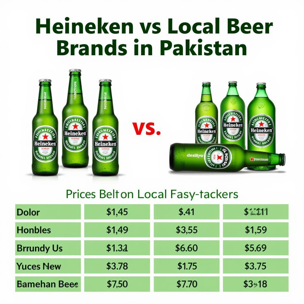 A comparison chart of Heineken price versus local beer prices in Pakistan.