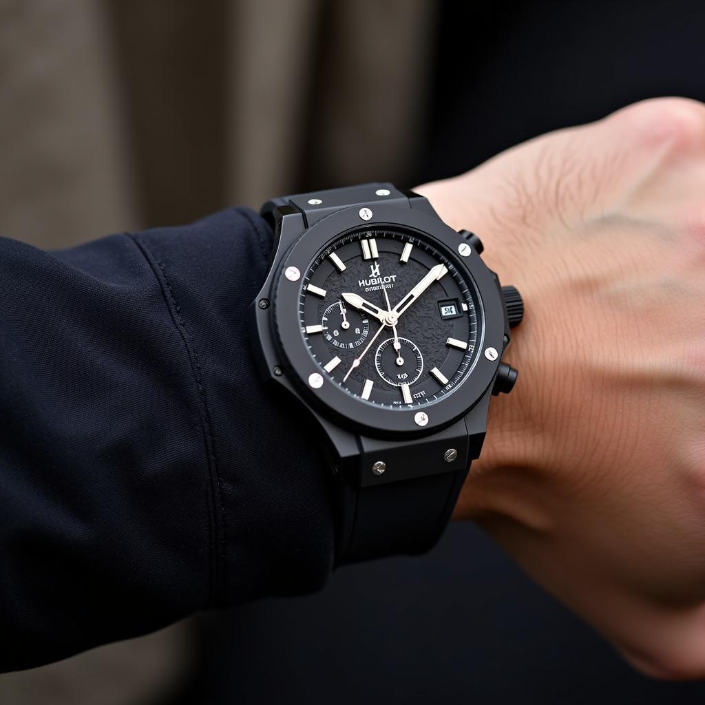 A Hublot King Power being admired by a watch enthusiast in Pakistan