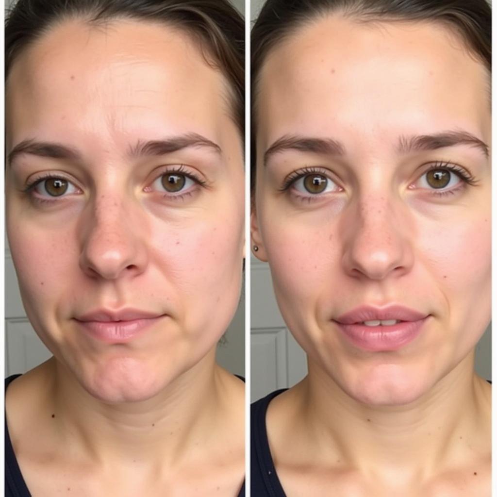 Before and after using Igora skin polish.