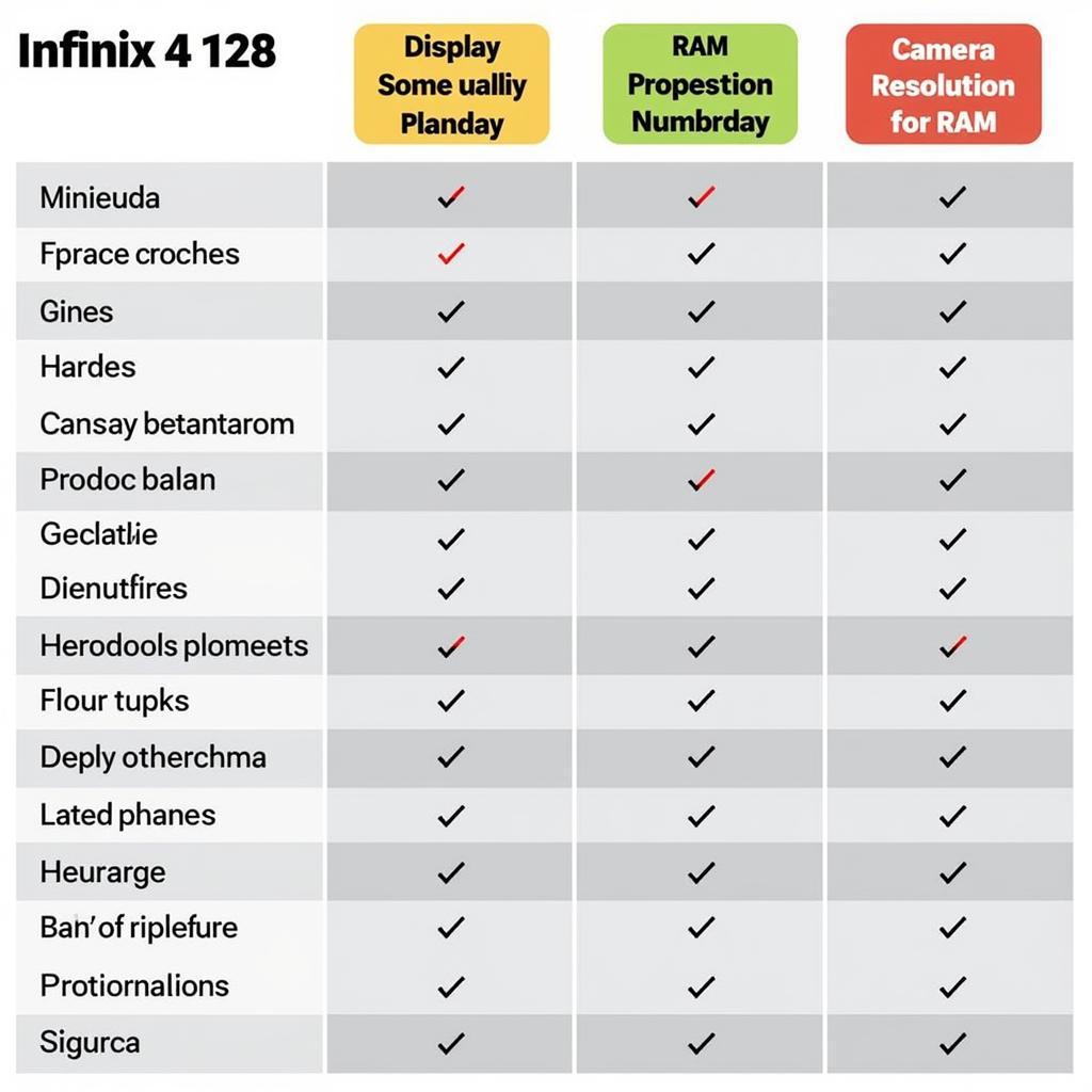 Comparison table of Infinix 4 128 with other budget smartphones