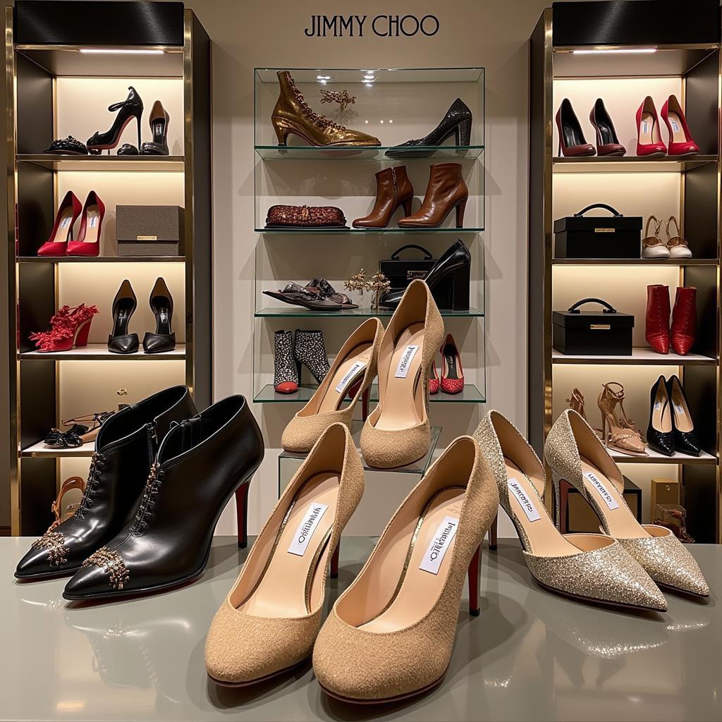 Jimmy Choo shoes displayed in a luxury boutique in Pakistan