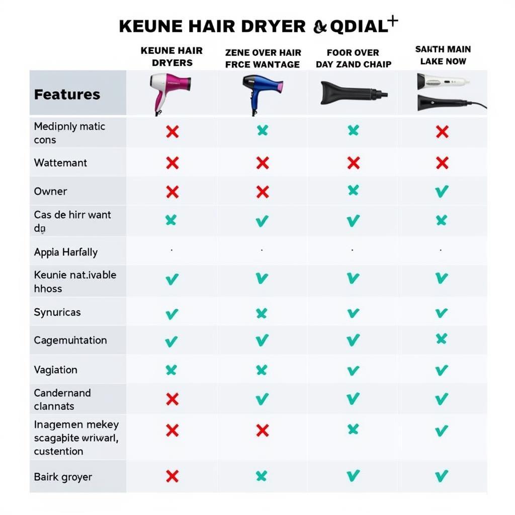 Keune Hair Dryer Comparison Chart