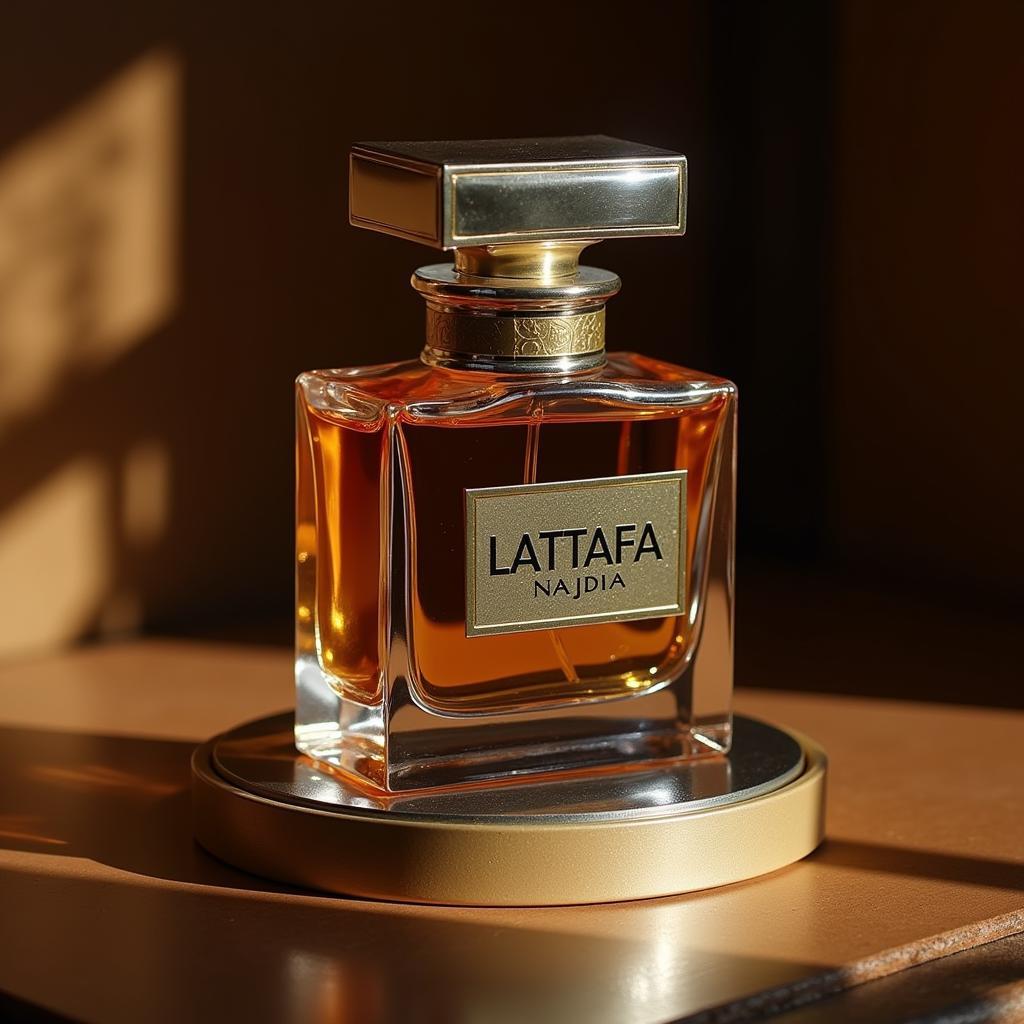 Lattafa Najdia perfume bottle on display