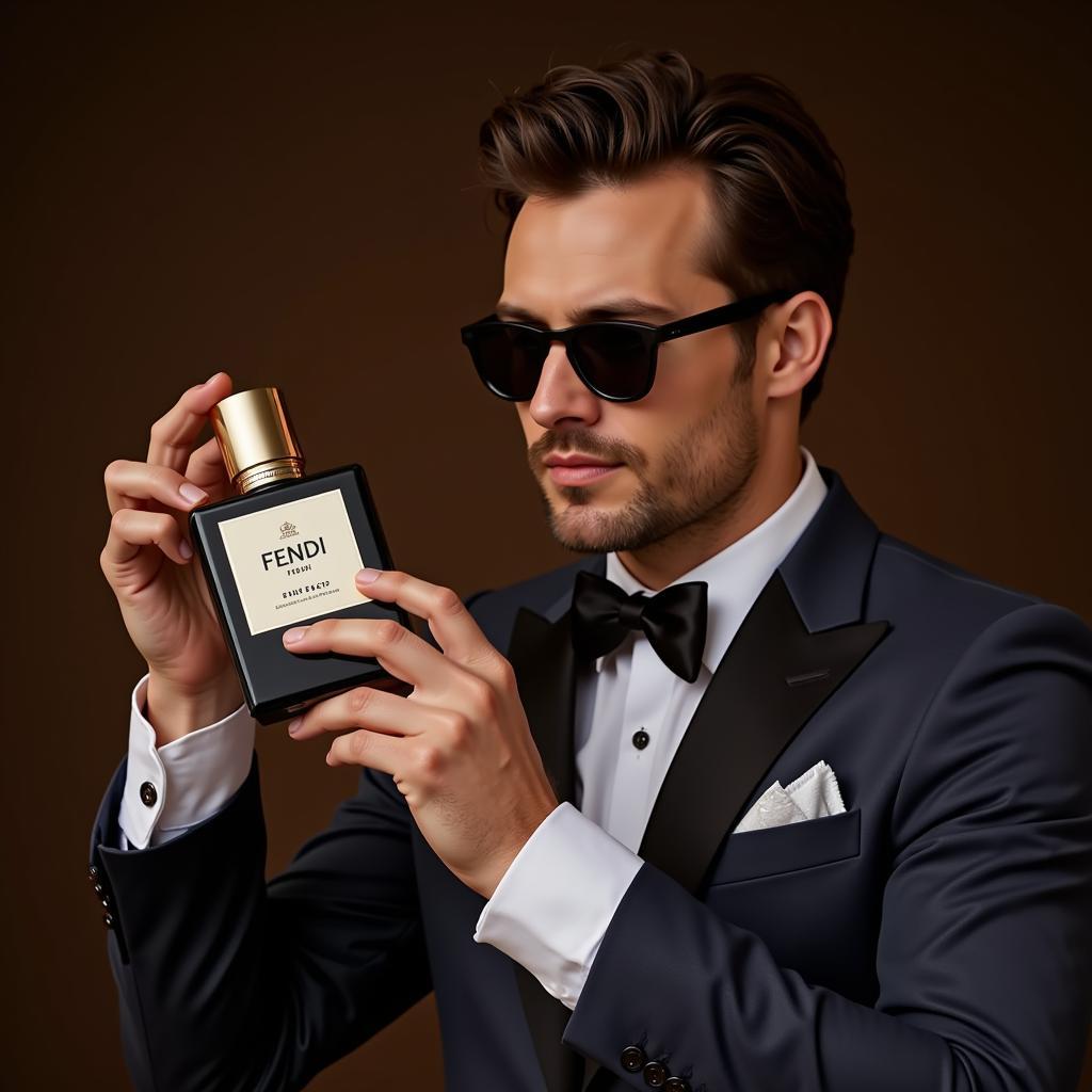 A Man Applying Fendi Perfume