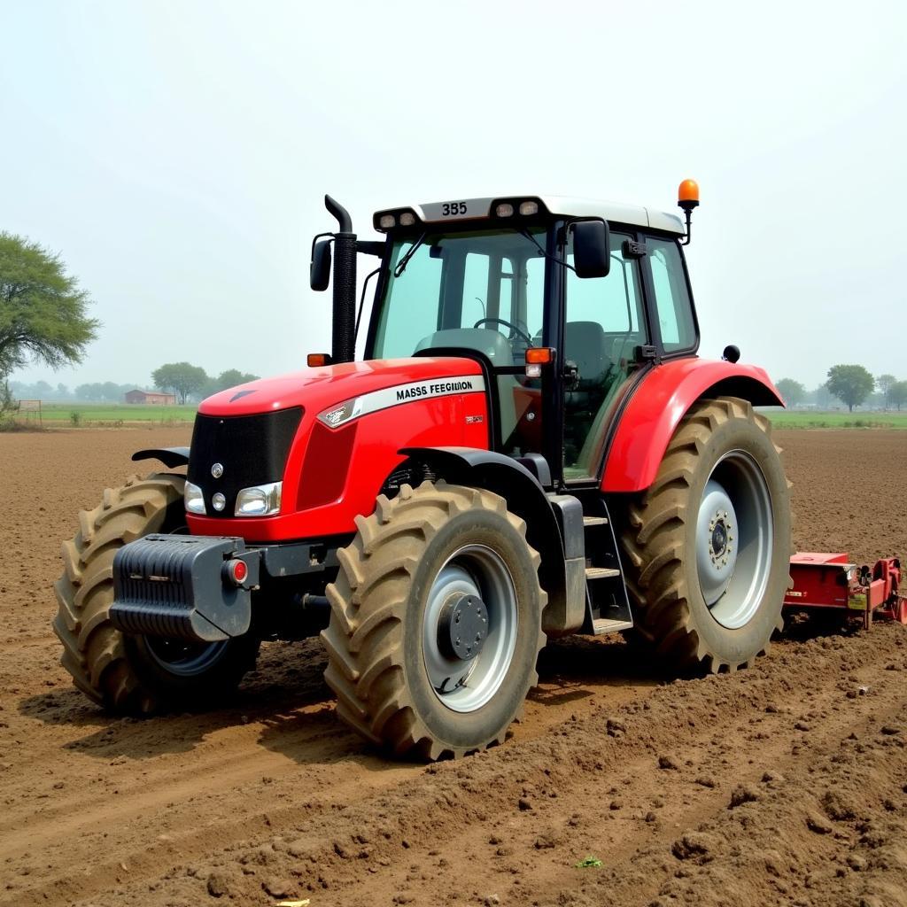 Massey Ferguson 375 Tractor Working in a Field