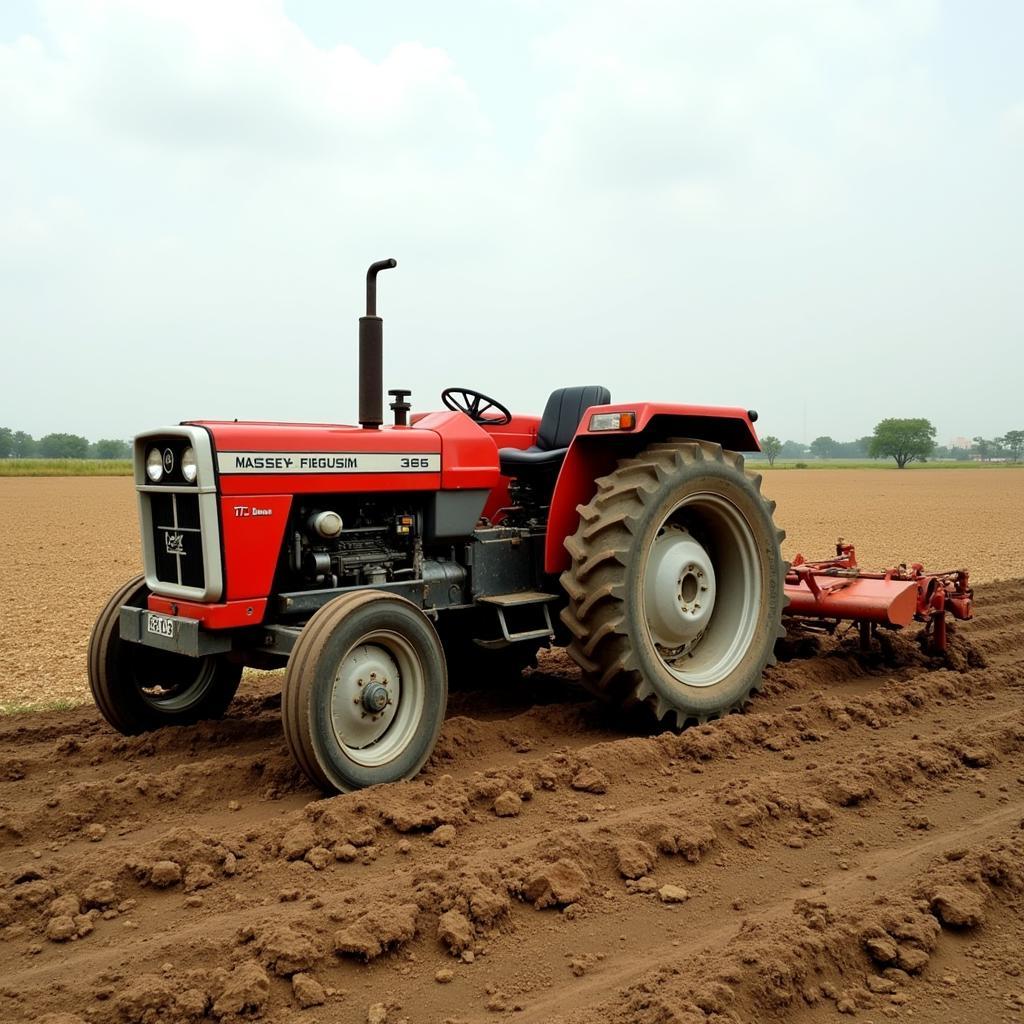 Massey Ferguson 385 tractor working in a field in Pakistan